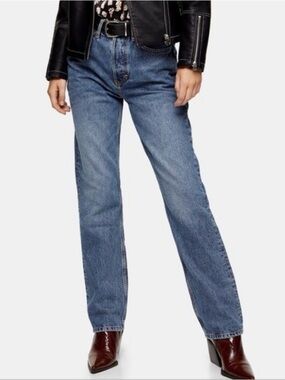 Top Shop Classic High-Rise Straight Leg Women’s Jeans - Blue